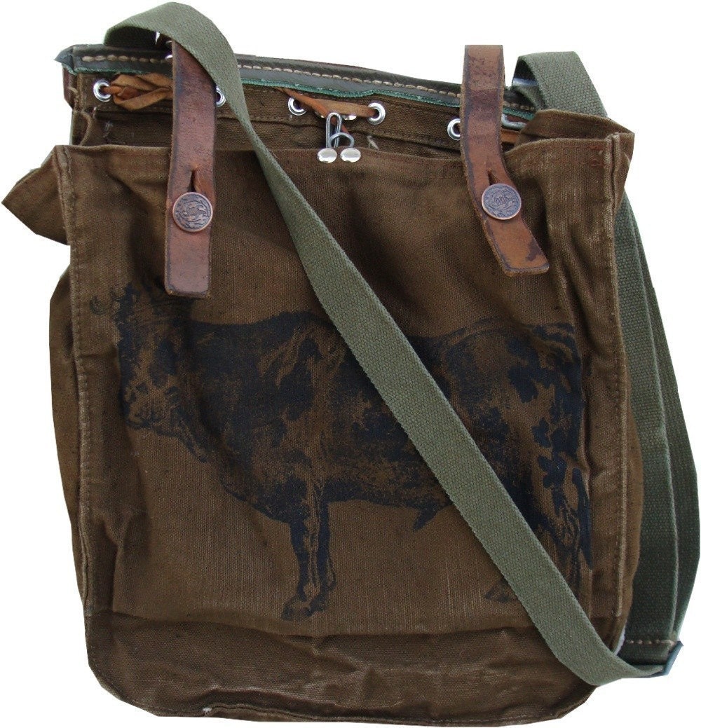 VINTAGE SWISS Military Bag bull meatbagz original design