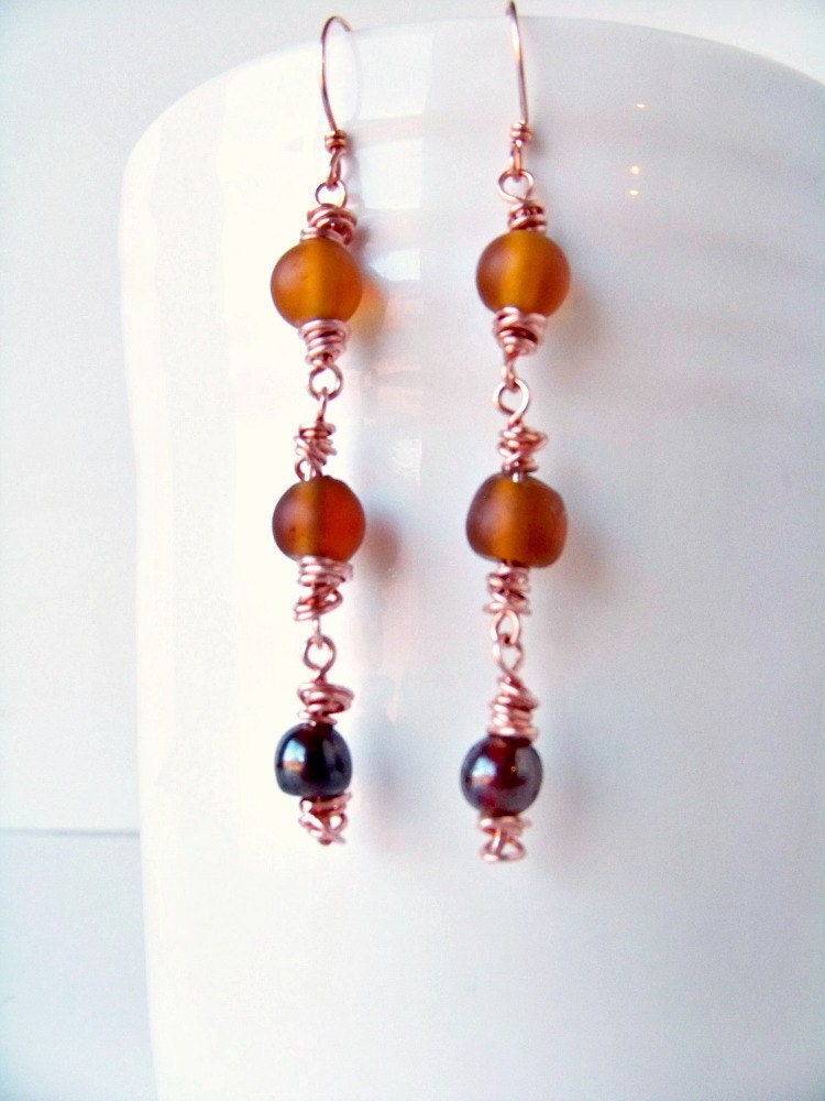 Warm Firelight Dangle Earrings -FREE SHIPPING in US and Canada