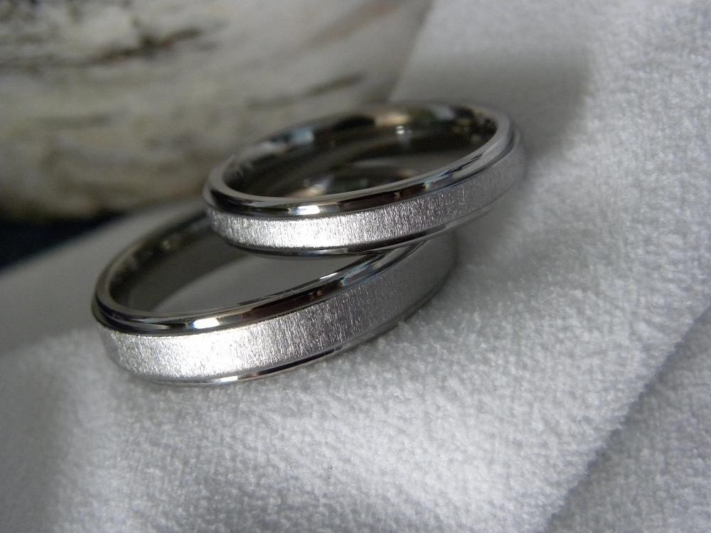 Titanium Ring SET or Wedding Bands Frost Polish Beautiful