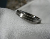 Titanium Ring Narrow Pinstripe Silver Inlay Wedding Band