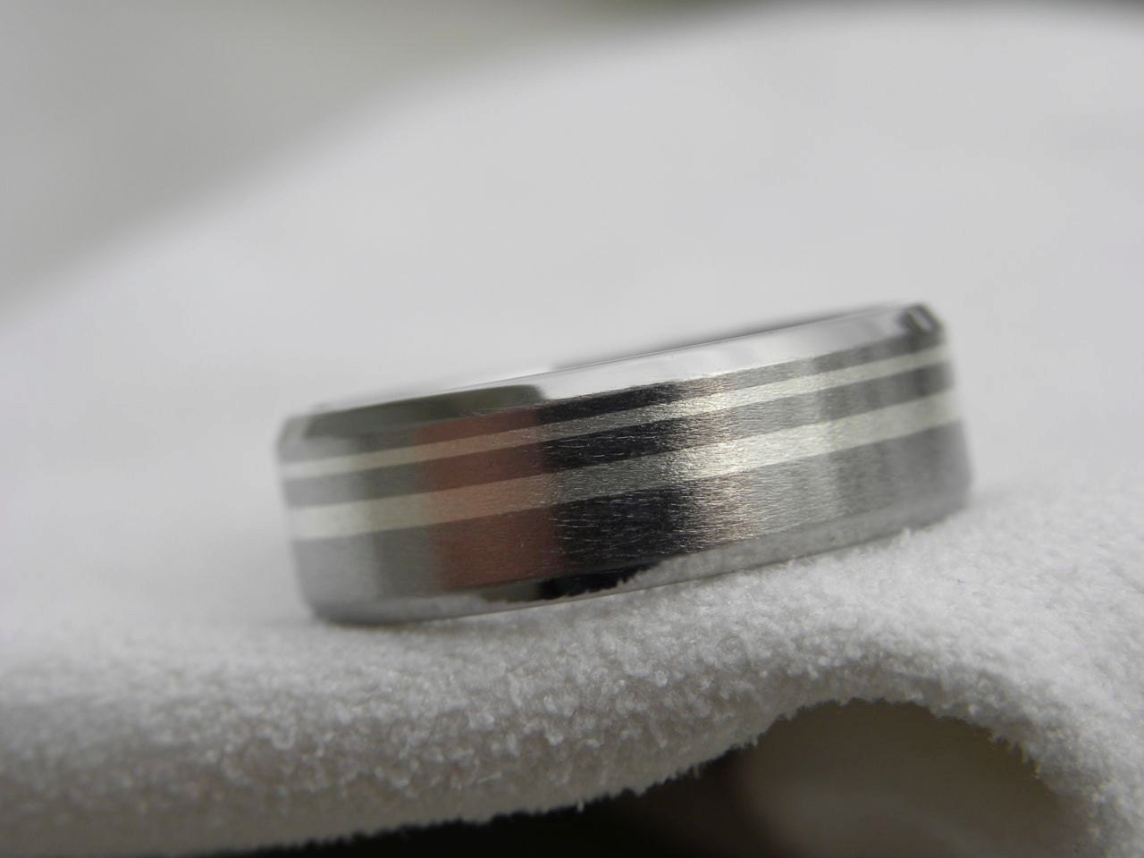 Titanium Silver Ring Wedding Band Unique Style