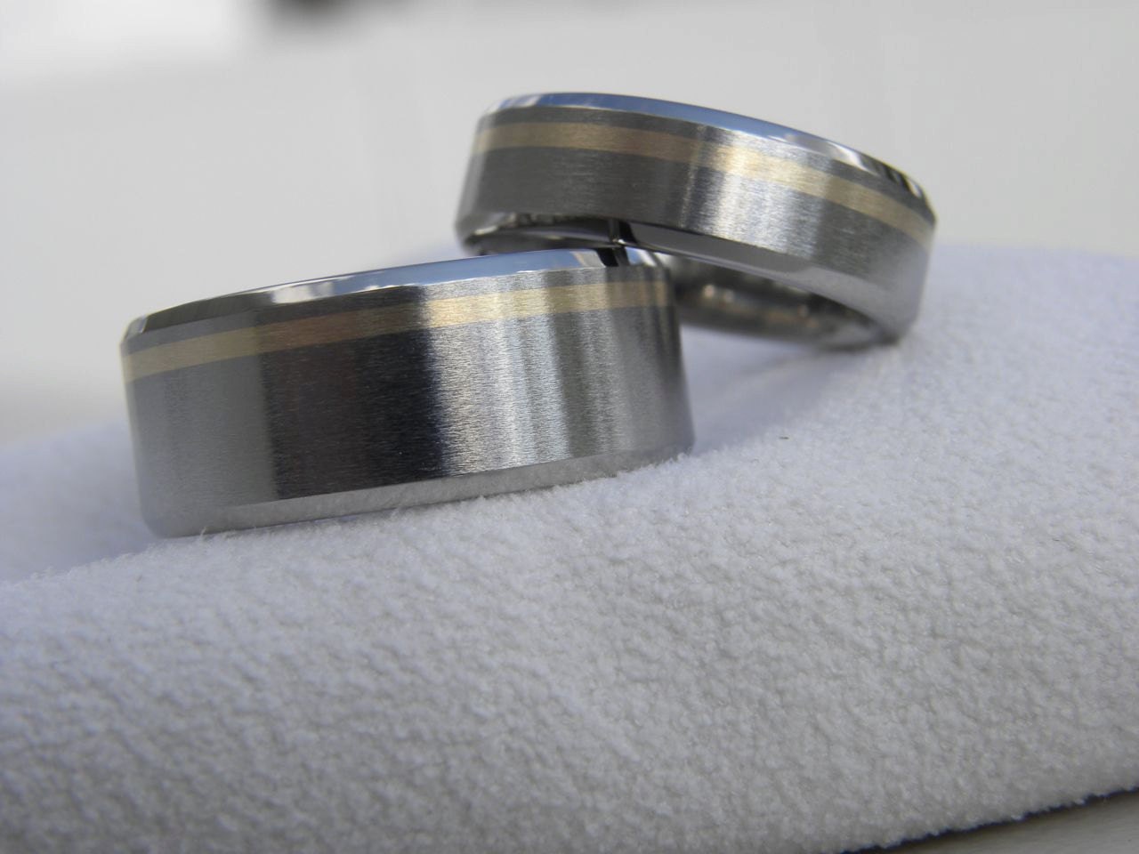 Titanium Yellow Gold Ring SET Matching Wedding Bands