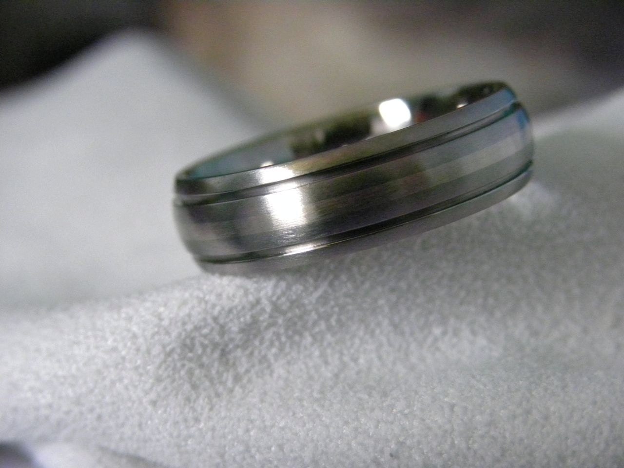 Ring Titanium White Gold Inlay Band Wedding Anniversary
