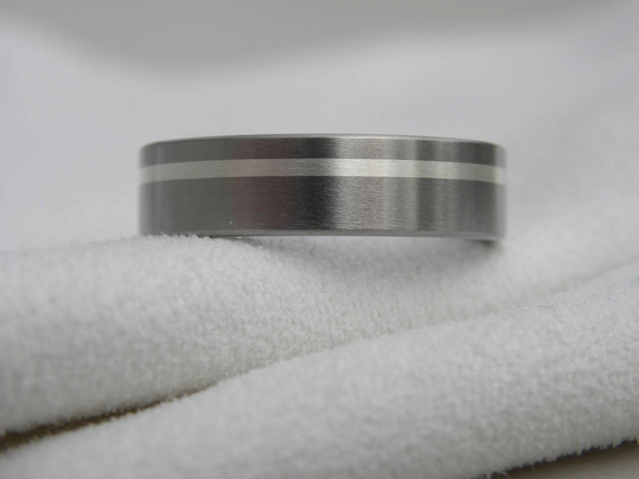 Titanium Silver Ring Wedding Band Satin Finish