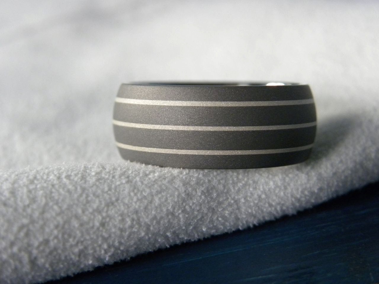 Titanium Silver Ring or Wedding Band Mens Ring Handsome Sandblasted