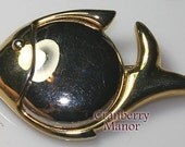 Vintage Liz Claiborne Hematite Fish Brooch