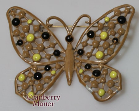 SALE Vintage Hedison Enameled Cast Butterfly Brooch