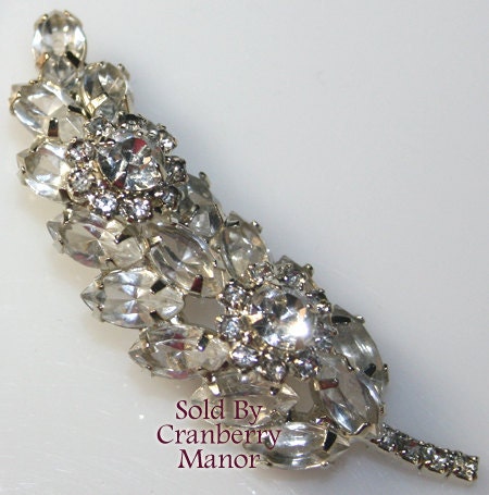 Vintage Crystal Rhinestone Florette Brooch