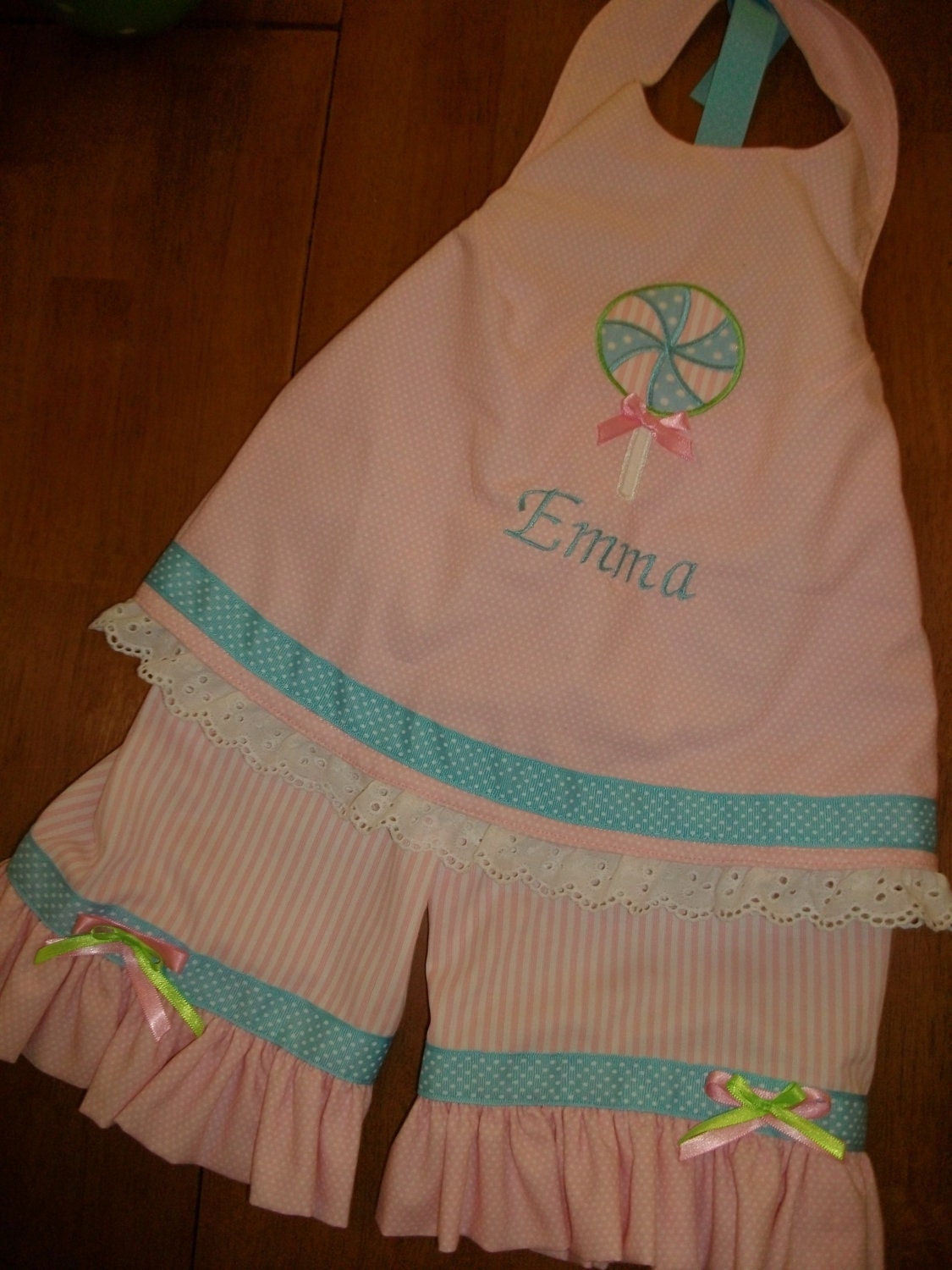Pink Lollipop Halter and Ruffled capris