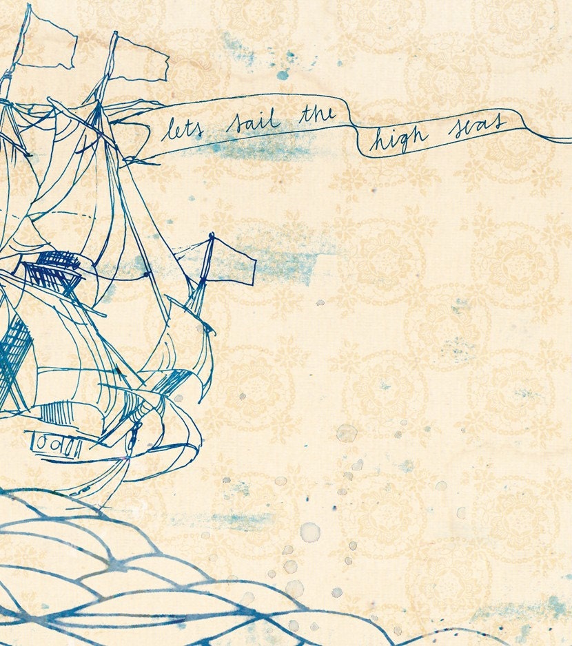 high seas fine art print - a Sweet William illustration on archival paper.