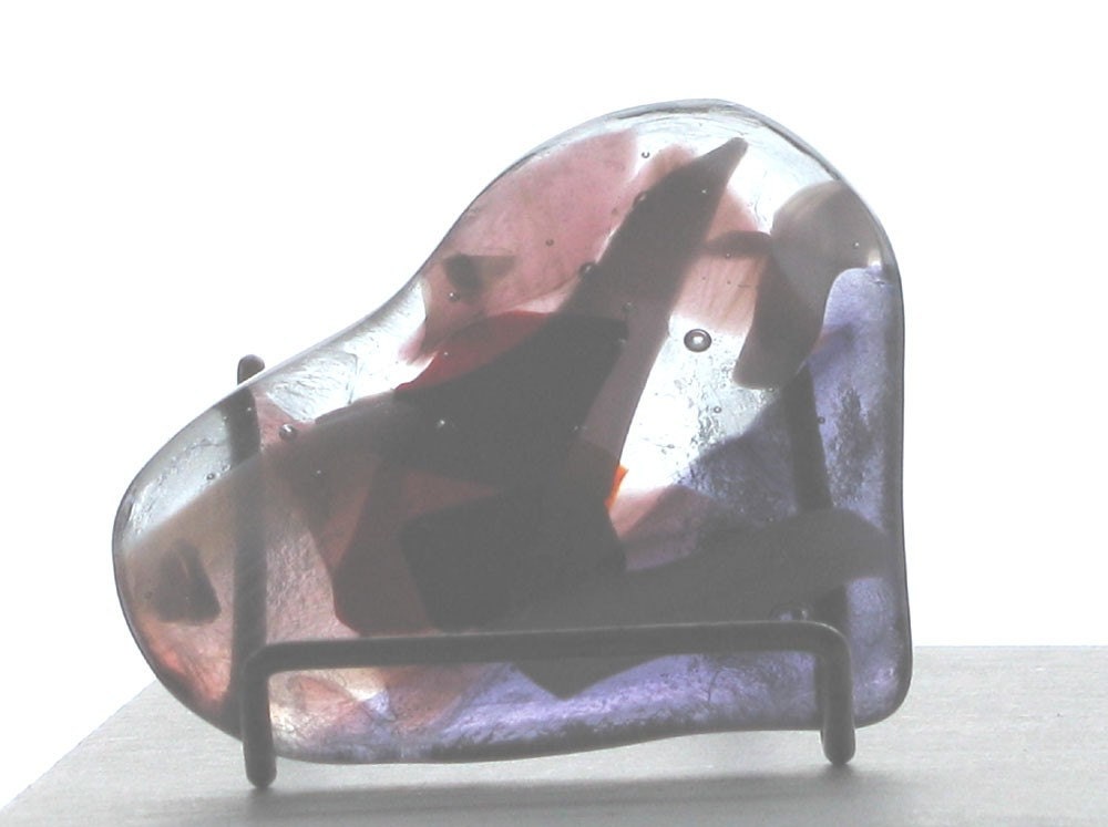 Fused PURPLE HEART glass paperweight - Relay For Life