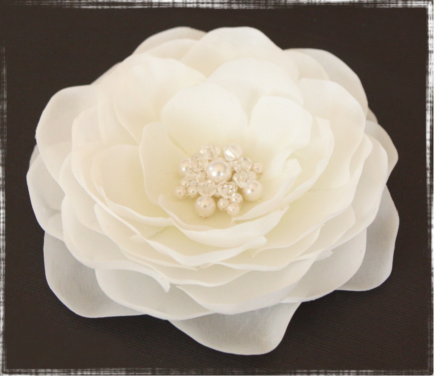 Wedding Hair Flower Diamond White Whimsical  Fascinator