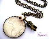 World map necklace - Africa necklace - Africa map necklace - World map nekclace n444
