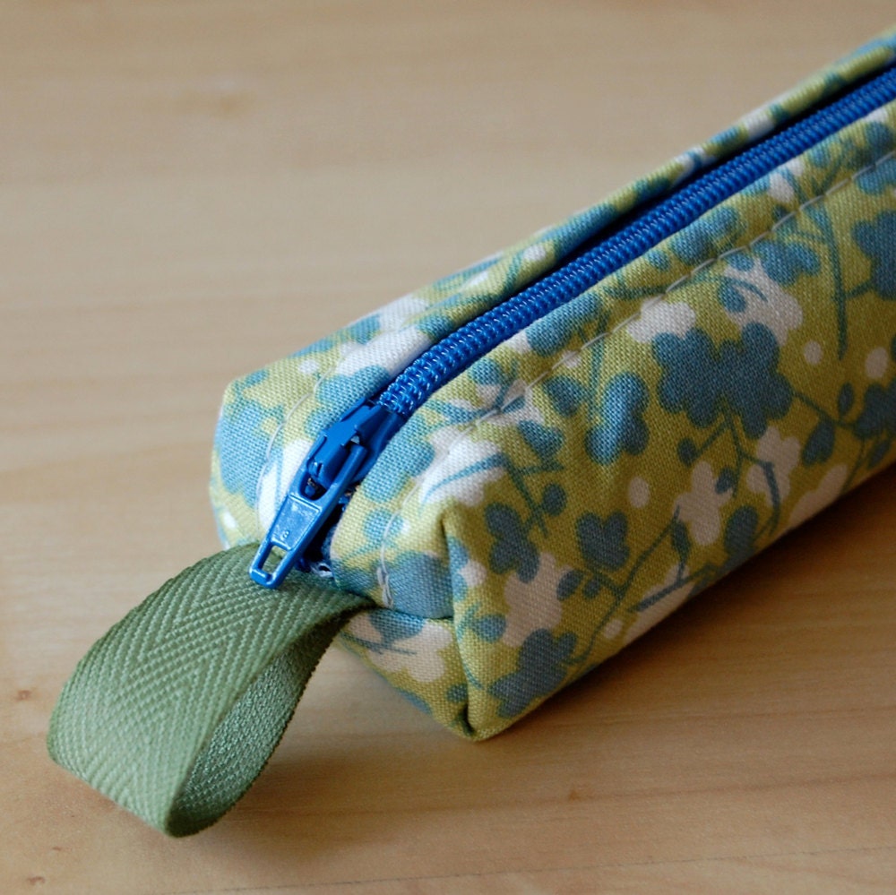 Sample Sale - Blue Green Bitty Bag (petite pencil or makeup case)