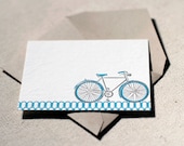 Letterpress Gift Tags - Bicyclette. Bamboo paper, kraft envelopes , set of 6 cards. 3-J1G