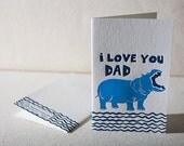 Hippo - Letterpress Greeting Card - Bamboo paper. C4-K2T