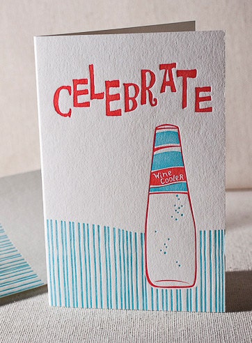 Letterpress Greeting Card - Old School, Bamboo paper, patterned envelope, C4-H21T