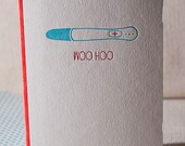 Letterpress Greeting Card - Woo Hoo, Bamboo paper, patterned envelope, C4-H22T