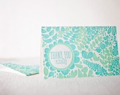 Letterpress Thank You Cards - Garden Path. Bamboo paper, patterned envelopes, set of 6 cards. 4-N08T