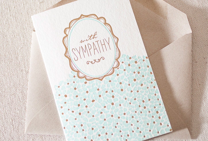 Letterpress and Foil Greeting Card - Gazar Sympathy, Bamboo paper, patterned envelope, CF4-110T