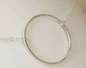 Sterling Silver Circle Necklace - Simple, Modern Jewelry - Delicate Chain - Large Circle - by kusu