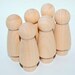 PAINTABLES - SIX DIY unpainted wooden peg people dolls. skirt style.