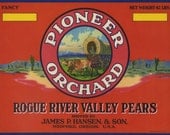 Pioneer Wagon Train Pear Crate Label Medford Oregon