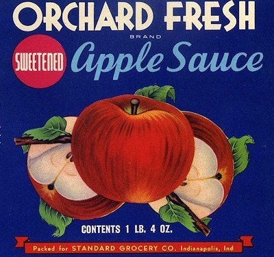 Vintage Apple Sauce can label with apples from Indianapolis