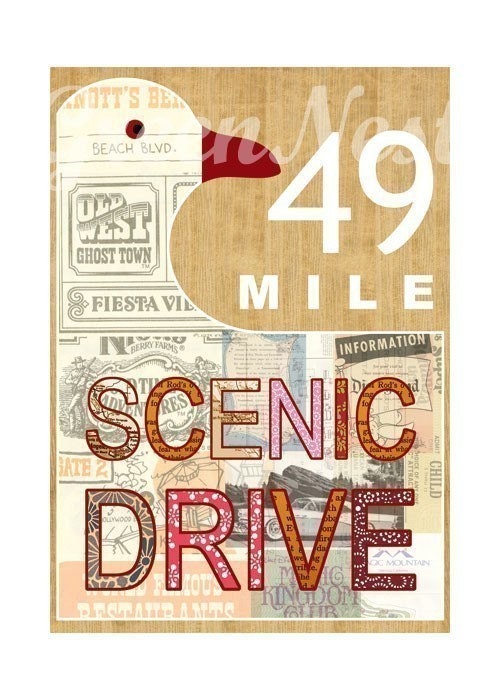 NEW A3 Size: San Francisco 49 Mile Scenic Drive Collage Poster Print