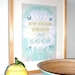 Learn ABC with cute animals- Owl, Squirrel, bee and Little Treehouse blue educational poster print