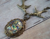 Multi Coloured Harlequin Glass Opal Sparrow Necklace - Siobahn's Wish
