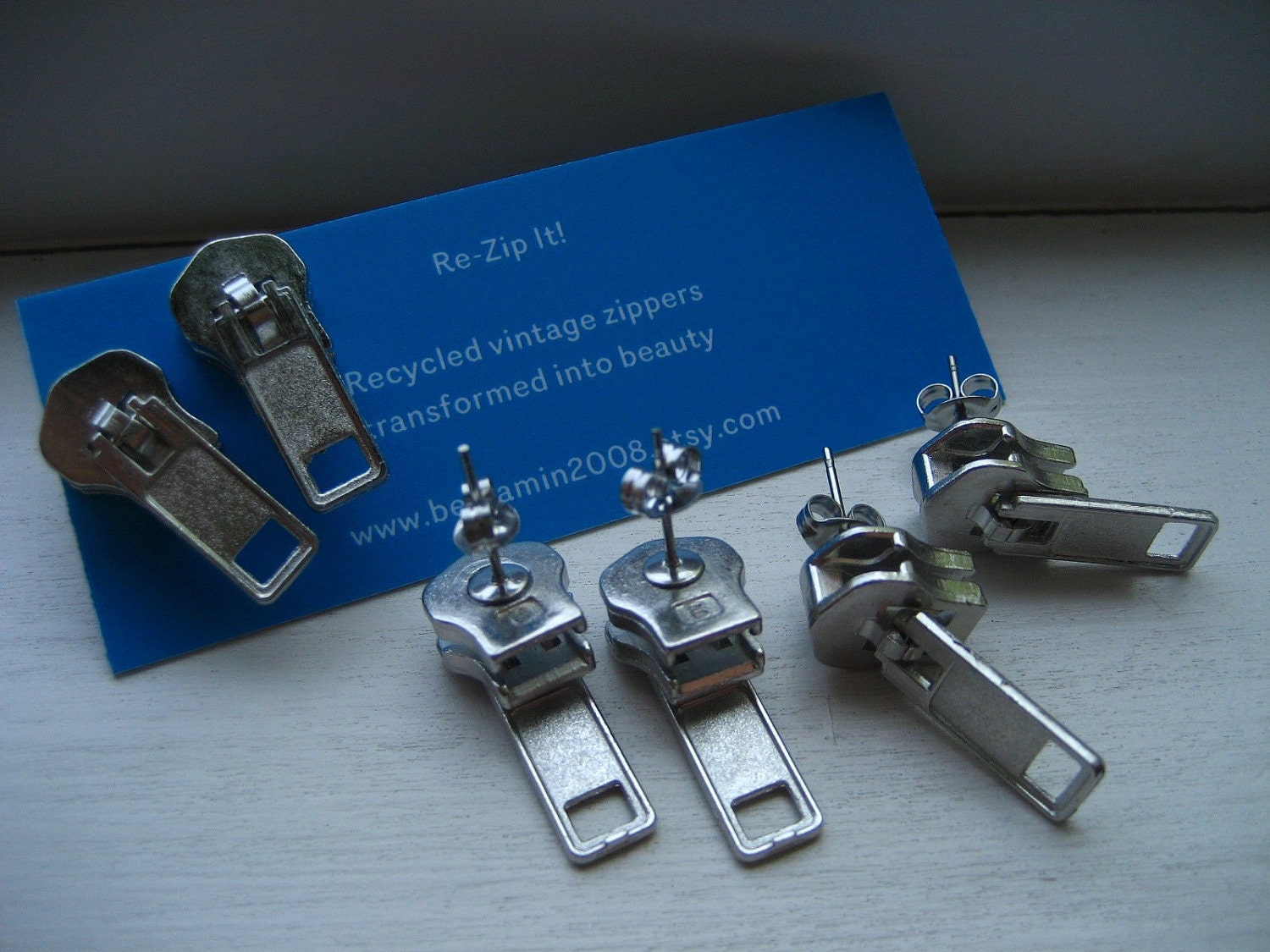 Metal Zipper Head Earring