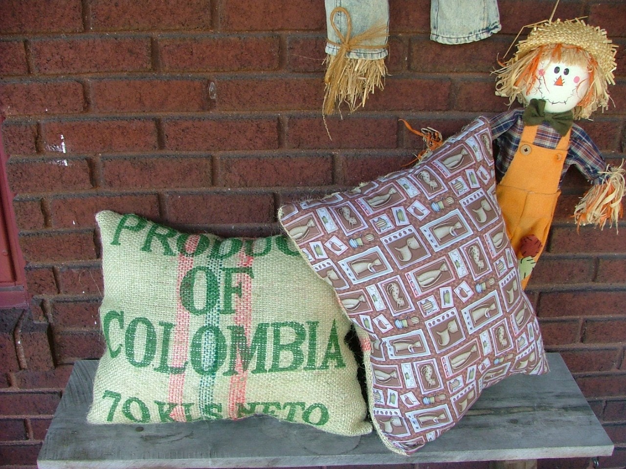 Coffee Cat BURLAP PILLOW SET