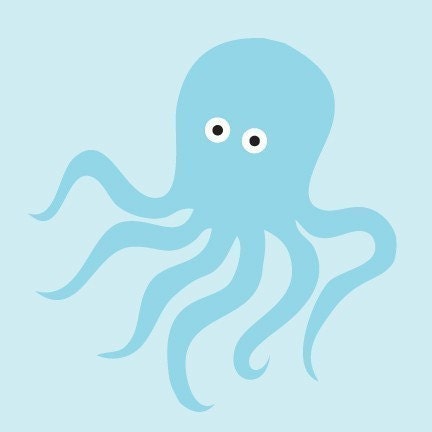 Nursery Wall Art 'Under the Sea -Octopus' 6x6 Square Print