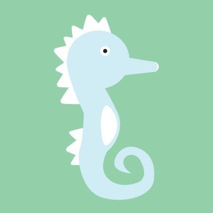 Nursery Wall Art 'Under the Sea -SeaHorse' 6x6 Square Print