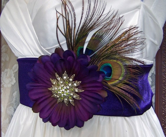 Peacock n Amethyst Vintage Beauty Bridal Sash/Belt CRBoggs Original