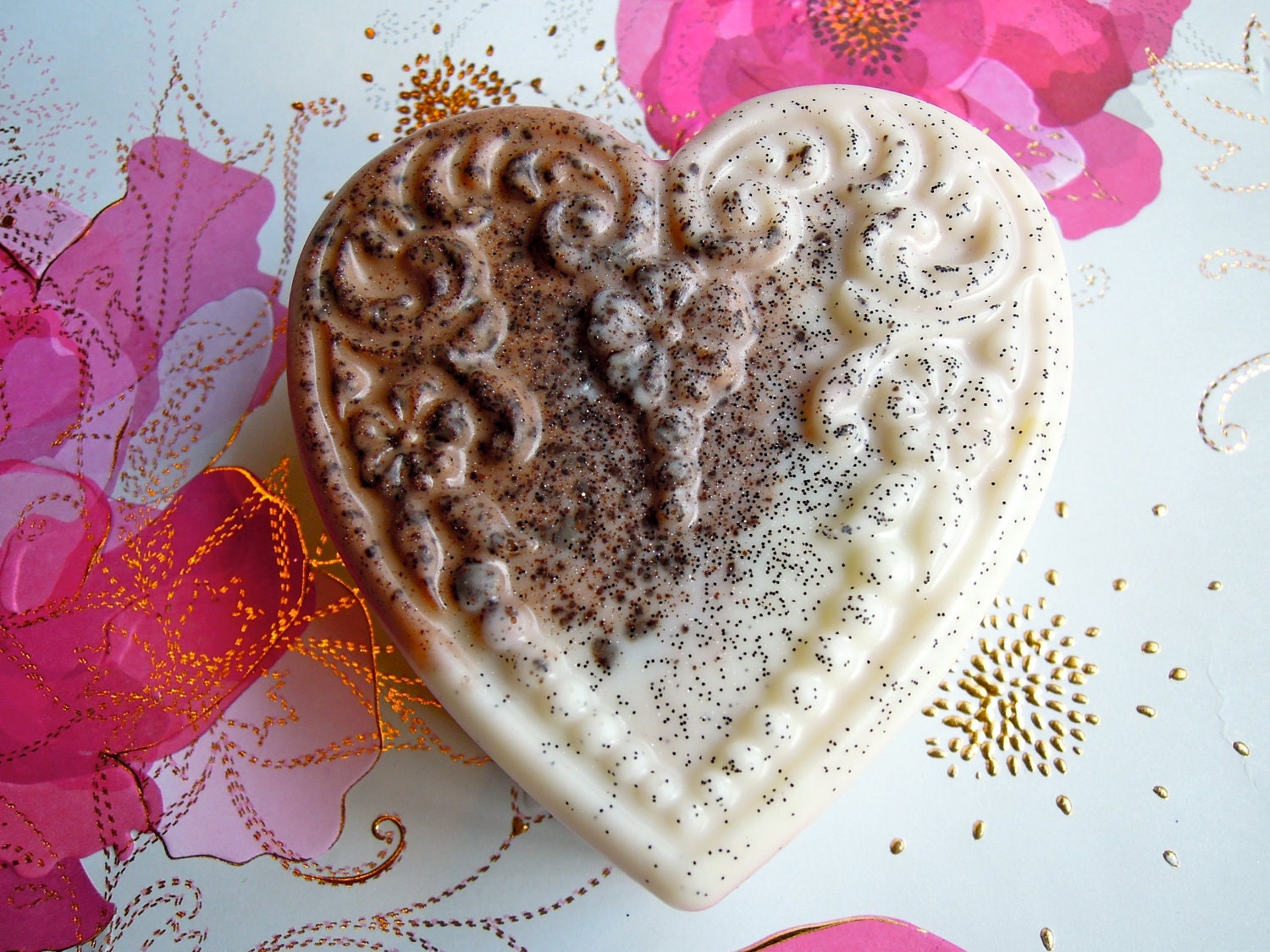 Homemade Soap - Chocolate Vanilla Sweetheart Soap