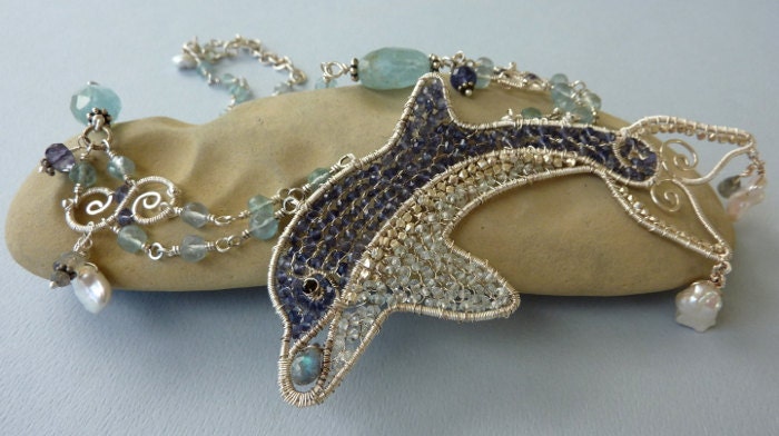 Gemstone Dolphin Necklace