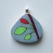 Red Flower Branch - Wood Teardrop One of a Kind Nature Art Pendant