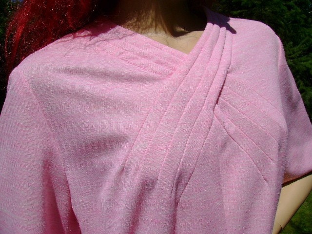 60s vintage pink unique dress polyester spring summer