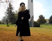 50s vintage runway mink fur collar coat forstmann stevens fabric mink hat