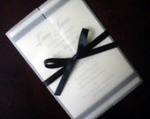 Wedding Invitation - Cream and Black Formal Bands Vellum- Bridal baby shower, sweet sixteen, bat mitzvah, communion christening