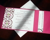 Damask Pocket Fold Wedding Invitation. Sweet sixteen, Bat mitzvah, communion christening