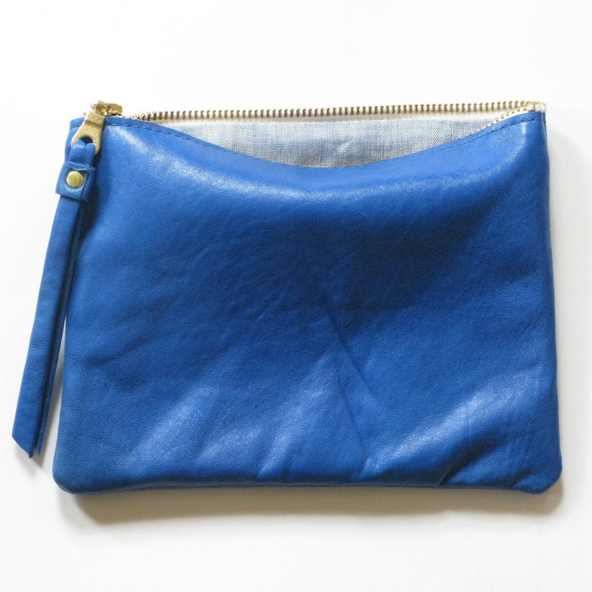 eight inch wallet clutch pouch - cobalt lambskin