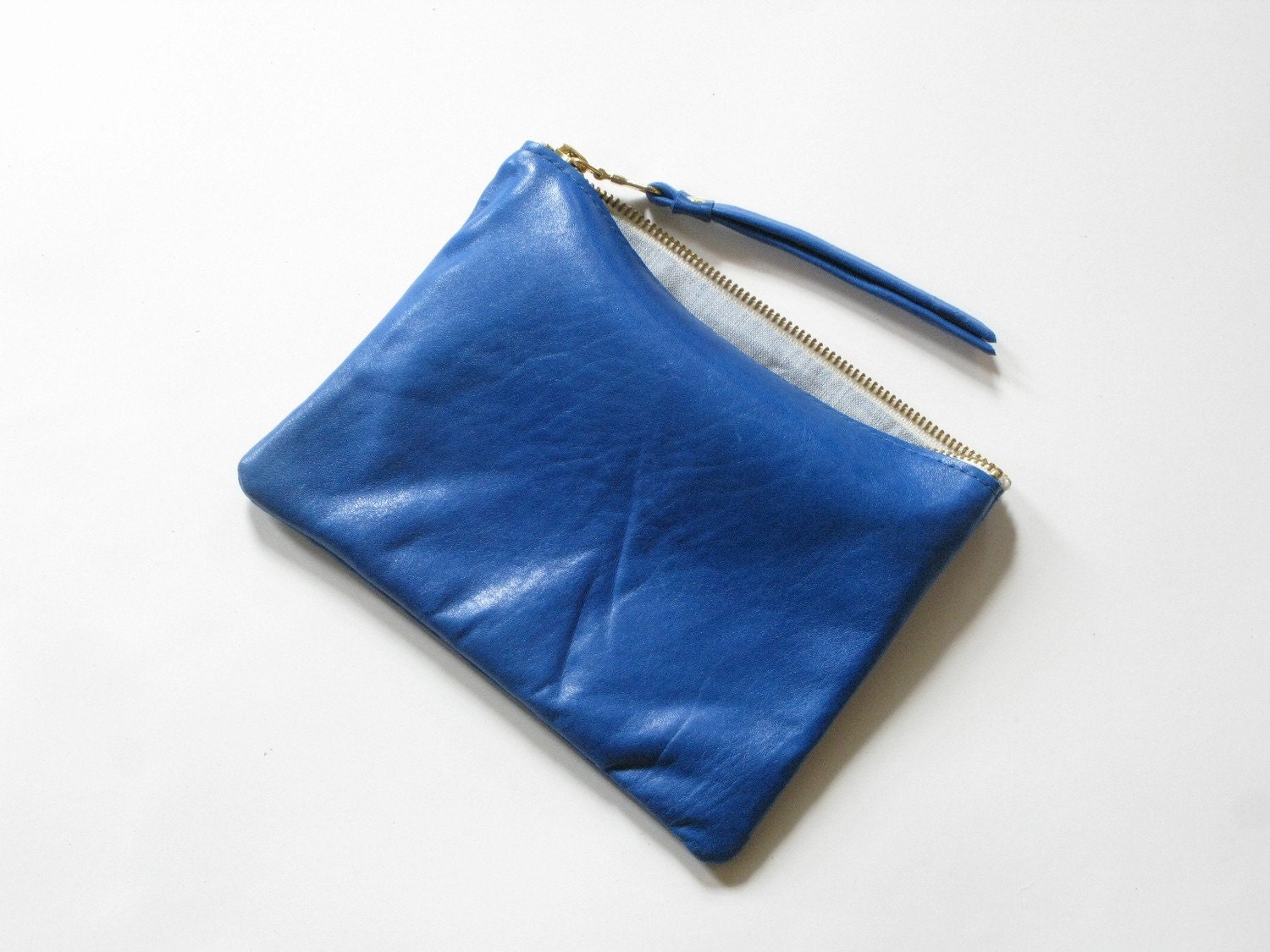 eight inch wallet clutch pouch - cobalt lambskin