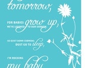 Modern Nursery Art Print 8X10 (cleaning and scrubbing poem: light teal flower)