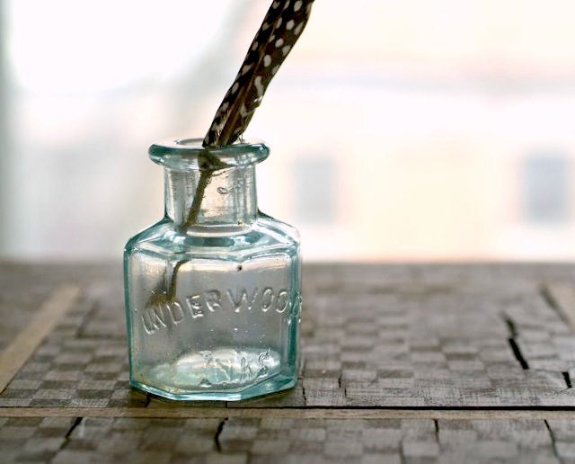 Antique Underwood's Aqua 8 Paneled Ink Bottle