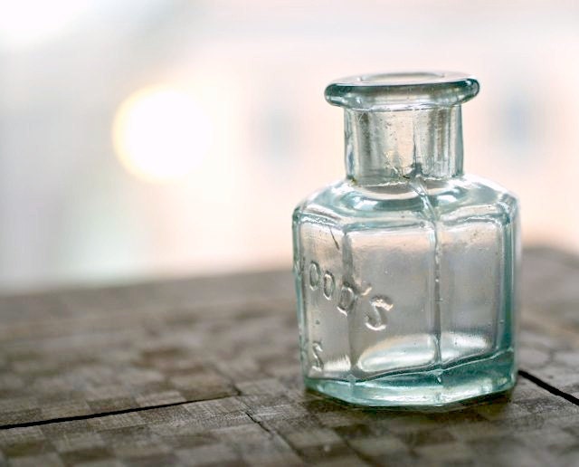 Antique Underwood's Aqua 8 Paneled Ink Bottle