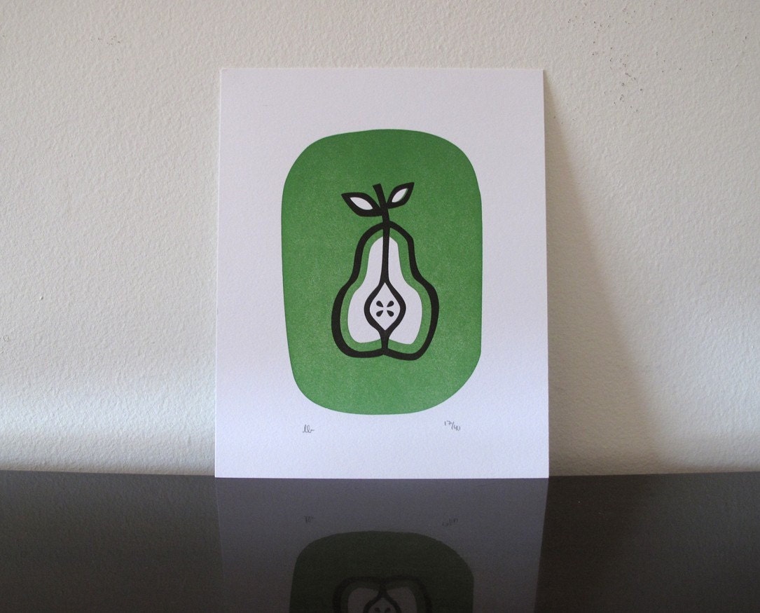 Modern Pear Letterpress Print