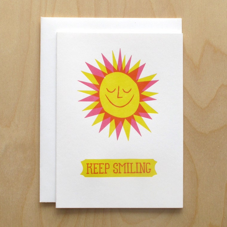 Keep Smiling Letterpress Card